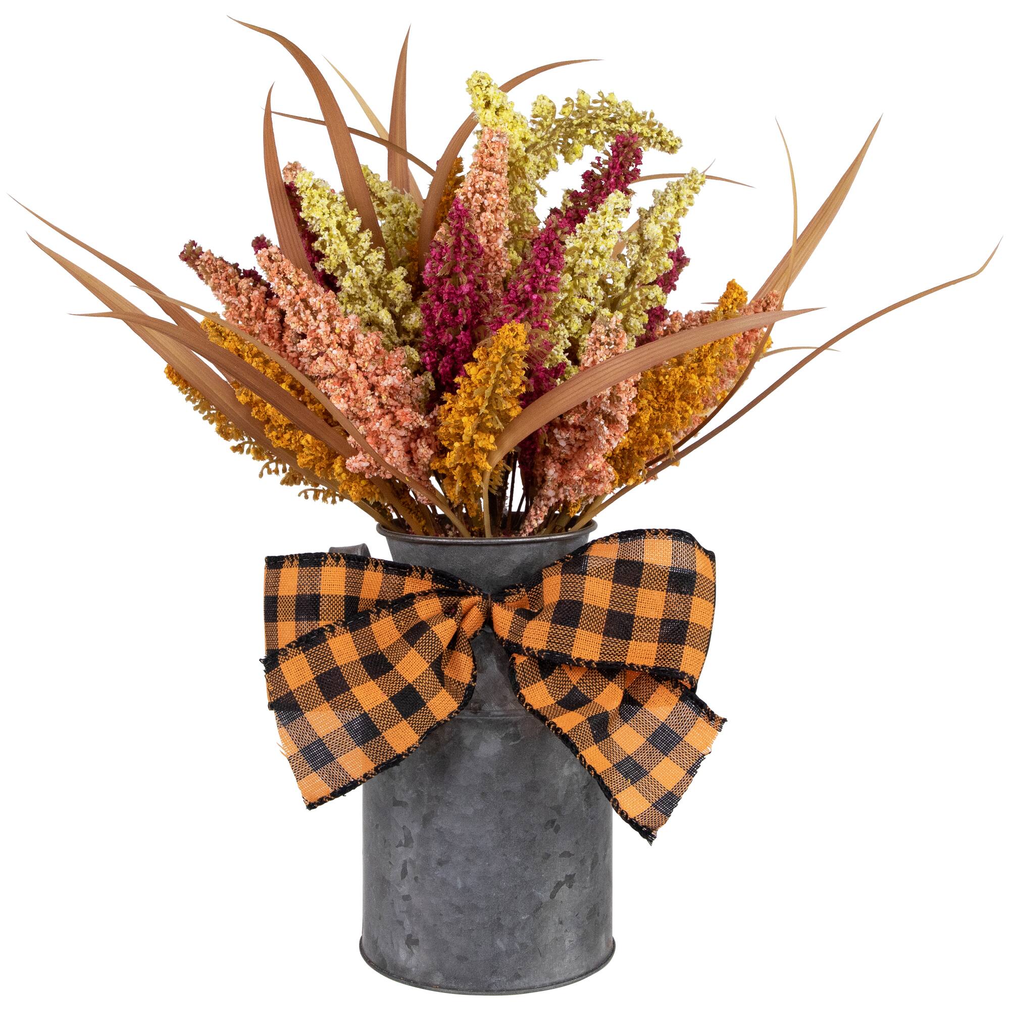 18" Autumn Harvest Foliage in Canister Floral Decoration